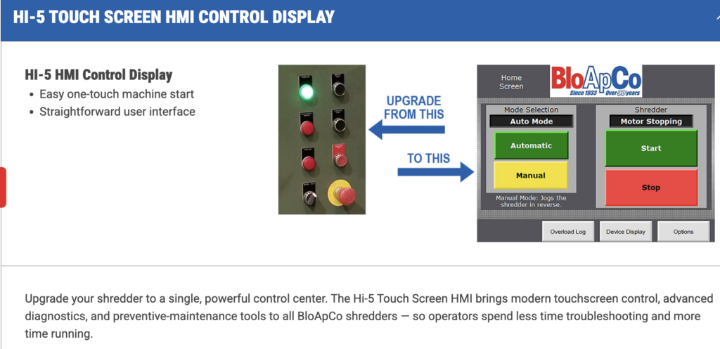 Hi-5 Touch Screen HMI Control Display